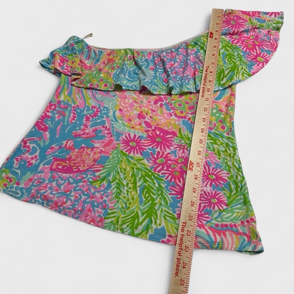 Lilly Pulitzer Top Women’s Small Multicolor Neveah One-Shoulder Ruffle Floral - Picture 10 of 11
